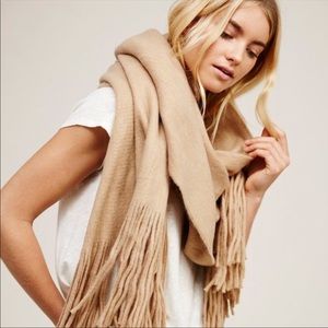 Free People Kolby Tan Beige Oversized Fringe Blanket Scarf